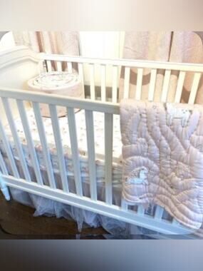 Pottery Barn crib skirt in white shimmer tulle sequin